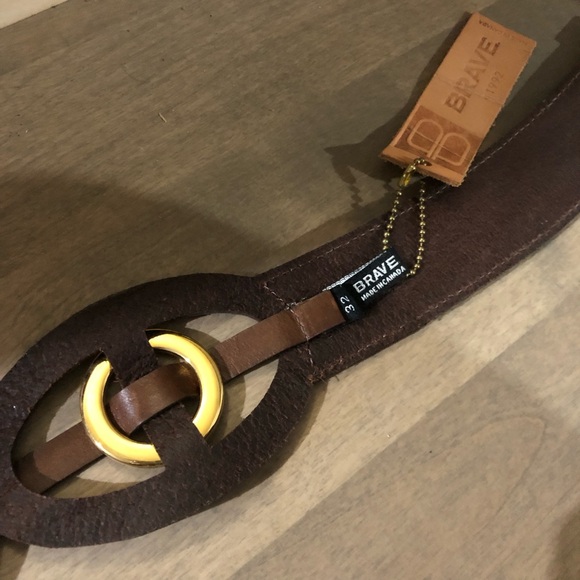 Belt Brave genuine brown & gold 32 - Picture 5 of 8